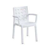 Set di 4 sedie da esterno Vescovato, Seggiola da giardino, Seduta outdoor multiuso, Poltrona indoor o outdoor, Made in Italy, 57x53 h83 cm, Bianco