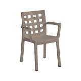 Set di 4 sedie da esterno Vescovato, Seggiola da giardino, Seduta outdoor multiuso, Poltrona indoor o outdoor, Made in Italy, 57x53 h83 cm, Tortora
