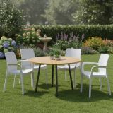 Set di 4 sedie da giardino eleganti impilabili bianco - Anacleto