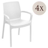Set di 4 sedie da giardino eleganti impilabili bianco - Anacleto