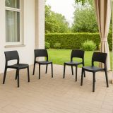 Set di 4 sedie da giardino impilabili antracite - Zircone