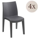 Set di 4 sedie da giardino moderne impilabili antracite - Ares