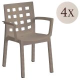 Set di 4 sedie da giardino resistenti tortora - Ambon
