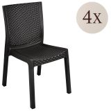 Set di 4 sedie da terrazza impilabili antracite - Bogor
