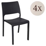 Set di 4 sedie da terrazzo impilabili antracite - Cereseto