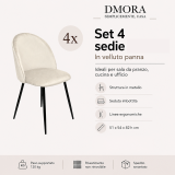 Set di 4 sedie imbottite in velluto panna - Achito