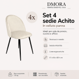 Set di 4 sedie imbottite in velluto panna - Achito