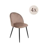 Set di 4 sedie moderne imbottite in velluto tortora - Achito