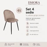 Set di 4 sedie moderne imbottite in velluto tortora - Achito