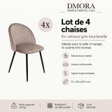 Set di 4 sedie moderne imbottite in velluto tortora - Achito