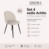 Set di 4 sedie soggiorno imbottite in velluto grigio chiaro - Achito