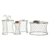 Set di 4 tavolini da salotto Cabiaglio, 70x70 h55 cm, Argento