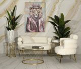 Set di 4 tavolini da salotto Ibar, Tavolo basso da caffè, Portariviste per divano, Ripiano da soggiorno, 70x70 h55 cm, Oro