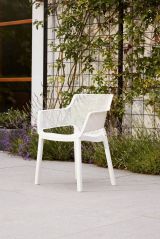 Set di 6 sedie da esterno Cavareno, Seggiola da giardino, Seduta outdoor multiuso, Panchina da giardino, 61x54 h79 cm, Bianco