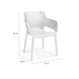 Set di 6 sedie da esterno Cavareno, Seggiola da giardino, Seduta outdoor multiuso, Panchina da giardino, 61x54 h79 cm, Bianco