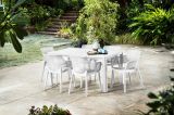 Set di 6 sedie da esterno Cavareno, Seggiola da giardino, Seduta outdoor multiuso, Panchina da giardino, 61x54 h79 cm, Bianco