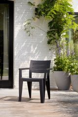 Set di 6 sedie da esterno Tregnago, Seggiola da giardino, Seduta outdoor multiuso, Panchina da giardino, 62x59 h79 cm, Antracite