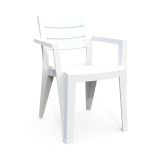 Set di 6 sedie da esterno Tregnago, Seggiola da giardino, Seduta outdoor multiuso, Panchina da giardino, 62x59 h79 cm, Bianco