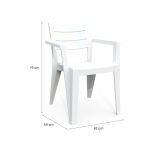Set di 6 sedie da esterno Tregnago, Seggiola da giardino, Seduta outdoor multiuso, Panchina da giardino, 62x59 h79 cm, Bianco