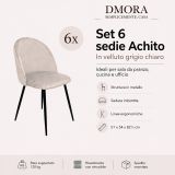Set di 6 sedie eleganti imbottite in velluto grigio chiaro - Achito