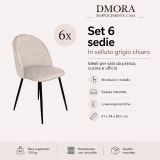 Set di 6 sedie eleganti imbottite in velluto grigio chiaro - Achito