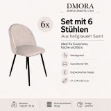 Set di 6 sedie eleganti imbottite in velluto grigio chiaro - Achito