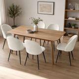 Set di 6 sedie moderne imbottite in velluto panna - Achito