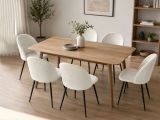 Set di 6 sedie moderne imbottite in velluto panna - Achito