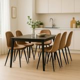 Set di 6 sedie Pismo, Poltrona rivestita in velluto, Sedia da pranzo imbottita, Seduta per riunioni, 45x56h87 cm, Beige