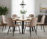 Set di 6 sedie Pismo, Poltrona rivestita in velluto, Sedia da pranzo imbottita, Seduta per riunioni, 45x56h87 cm, Tortora