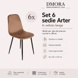 Set di 6 sedie pranzo imbottite in velluto beige - Arter