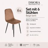 Set di 6 sedie pranzo imbottite in velluto beige - Arter