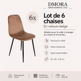 Set di 6 sedie pranzo imbottite in velluto beige - Arter