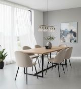 Set di 6 sedie Stinson, Poltrona rivestita in velluto, Sedia da pranzo imbottita, Seduta per riunioni, 51x54h82 cm, Grigio chiaro