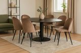 Set di 6 sedie Stinson, Poltrona rivestita in velluto, Sedia da pranzo imbottita, Seduta per riunioni, 51x54h82 cm, Tortora