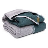 Set di Asciugamani Grigio Chiaro Grigio Scuro 100% Cotone Egiziano a Fibra Lunga Pettinato set da 2 Reversibile - Sazaga Luxury