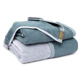 Set di Asciugamani Grigio Chiaro Grigio Scuro 100% Cotone Egiziano a Fibra Lunga Pettinato set da 2 Reversibile - Sazaga Luxury