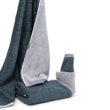 Set di Asciugamani Grigio Chiaro Grigio Scuro 100% Cotone Egiziano a Fibra Lunga Pettinato set da 2 Reversibile - Sazaga Luxury