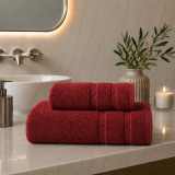 Set di Asciugamani Rosso Porpora 100% Cotone Egiziano Pettinato e Mercerizzato set da 3 - Saleneba Luxury