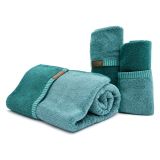 Set di Asciugamani Verde Acqua Verde Scuro 100% Cotone Egiziano a Fibra Lunga Pettinato set da 2 Reversibile - Sazaga Luxury
