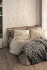 Set di copripiumino matrimoniale e 2 federe Empedocle, Sacca per piumino matrimoniale, Beige, 260x220 cm, Misura copricuscini: 50x80 cm