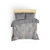 Set di copripiumino matrimoniale e 2 federe Mishawaka, 240x220 cm, Grigio e Beige
