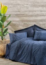 Set di copripiumino matrimoniale e 2 federe New Rochelle, 240x220 cm, Blu