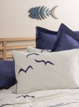Set di copripiumino matrimoniale e 2 federe North Kingsville, Blu e Bianco, 240x220 cm
