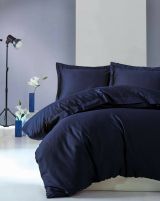 Set di copripiumino matrimoniale e 2 federe Wickliffe, 240x220 cm, Blu scuro