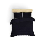 Set di copripiumino matrimoniale e 2 federe Wickliffe, 240x220 cm, Blu scuro