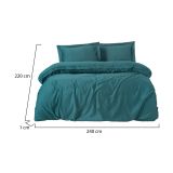 Set di copripiumino matrimoniale e 2 federe Wickliffe, 240x220 cm, Verde petrolio