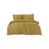 Set di copripiumino matrimoniale e 2 federe Wickliffe, 260x220 cm, Ocra