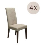 Set di Sedie Beige Marrone Noce 4 Sedie Effetto Velluto, Imbottito - Ferraris