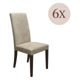 Set di Sedie Beige Marrone Noce 6 Sedie Effetto Velluto, Imbottito - Ferraris